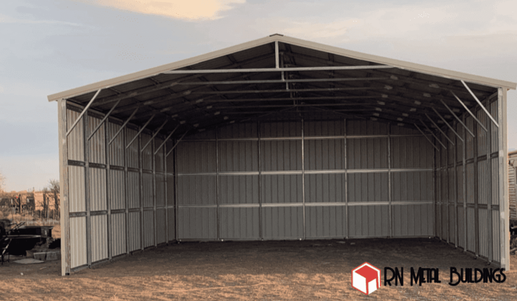 Metal Building 30x36x14 / Open End | RN METAL BUILDINGS, image size:1662x970